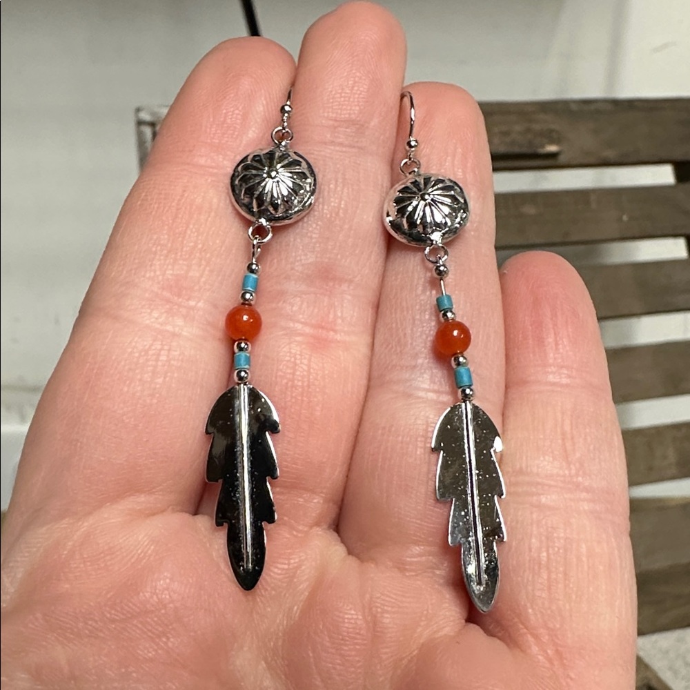Navajo tribal Native American great shape 925 sterling silver stamped earrings - Picture 4 of 6